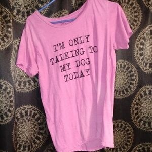Pink Graphic Tee with Dog Quote